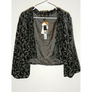 NWT Winter Kate Jade Dark Gray Sheer Cropped Jacket NRJ23VSI Size XS